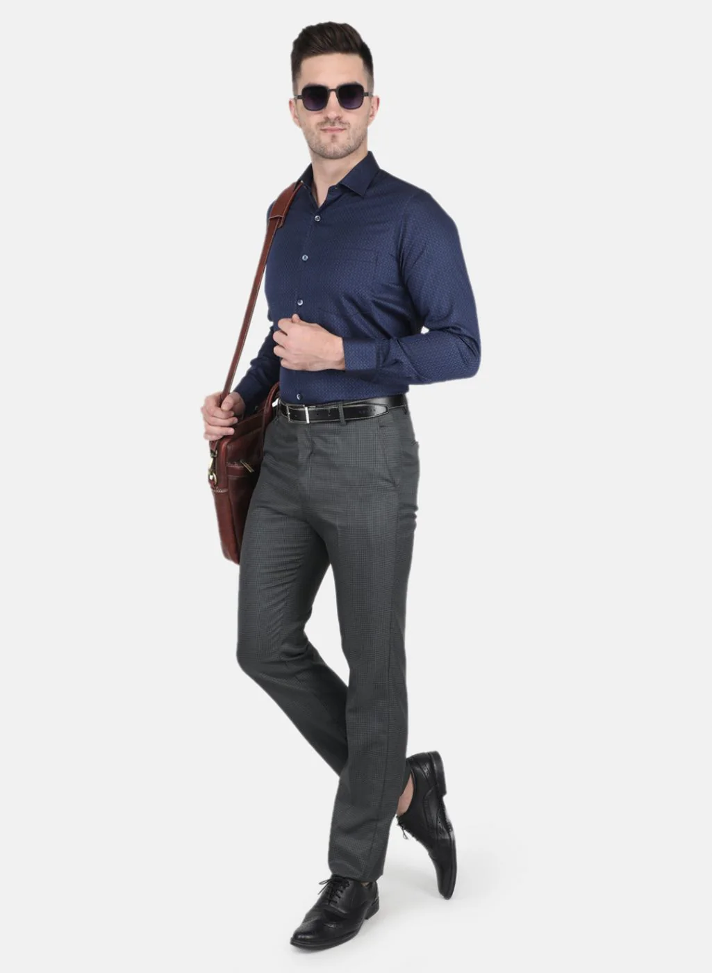 Men NAvy Blue Printed Shirt - Image 4