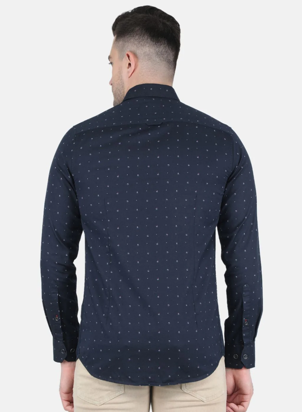 Men NAvy Blue Printed Shirt - Image 3