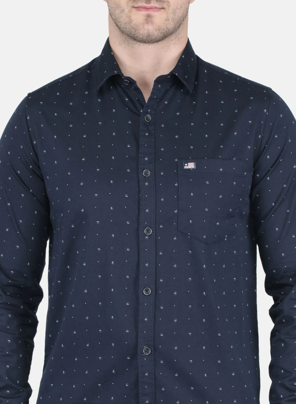 Men NAvy Blue Printed Shirt - Image 5