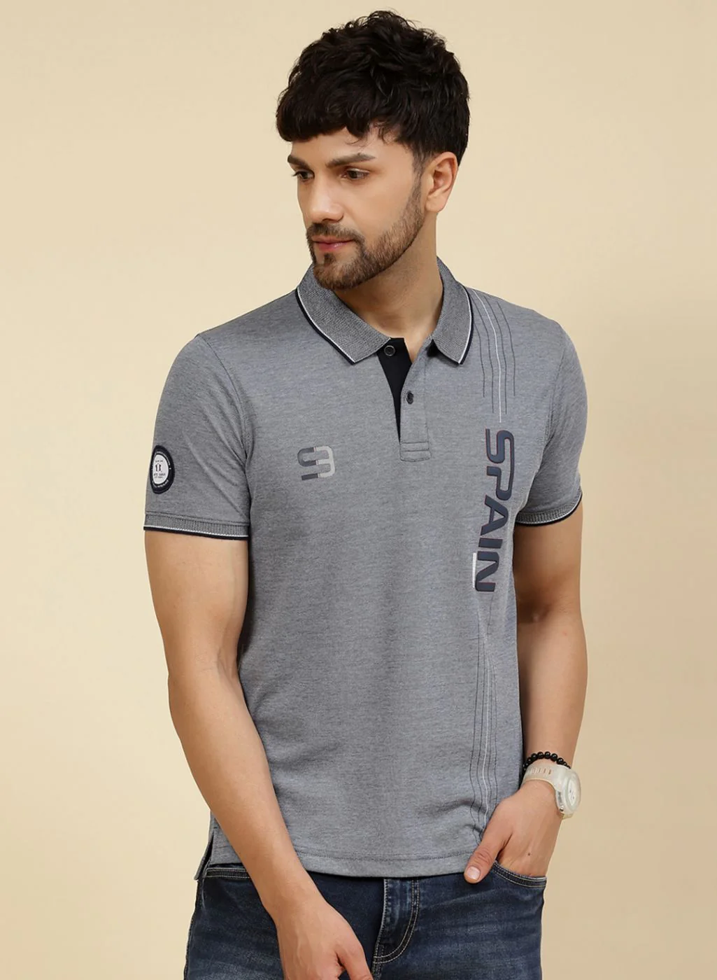 Men NAvy Blue Printed T-Shirt
