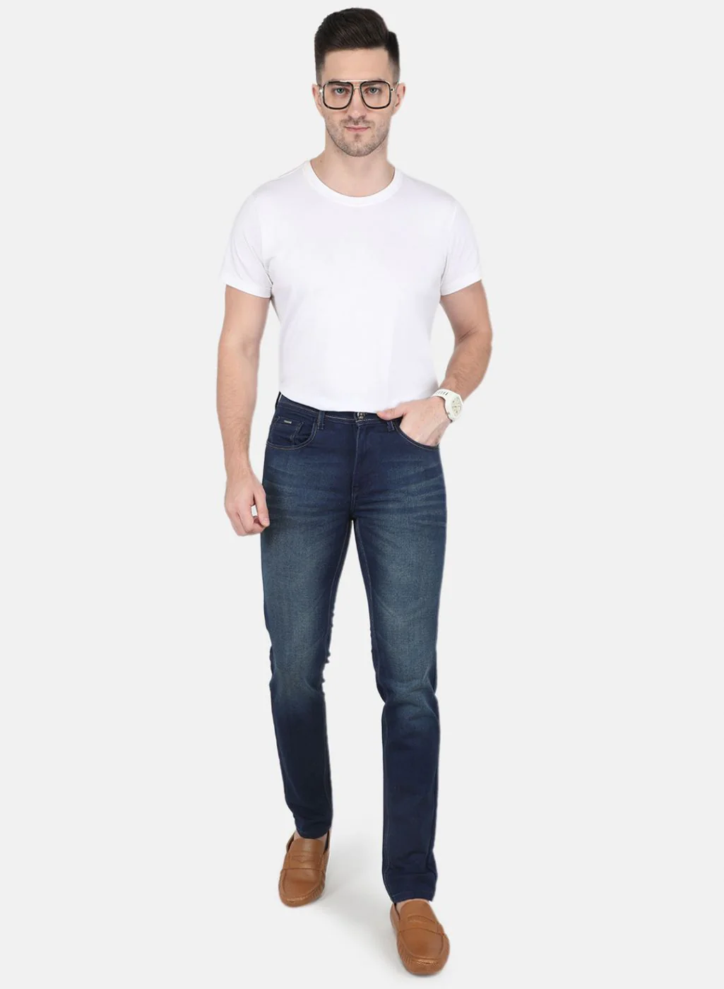 Men NAvy Blue Skinny Fit Denim - Image 4