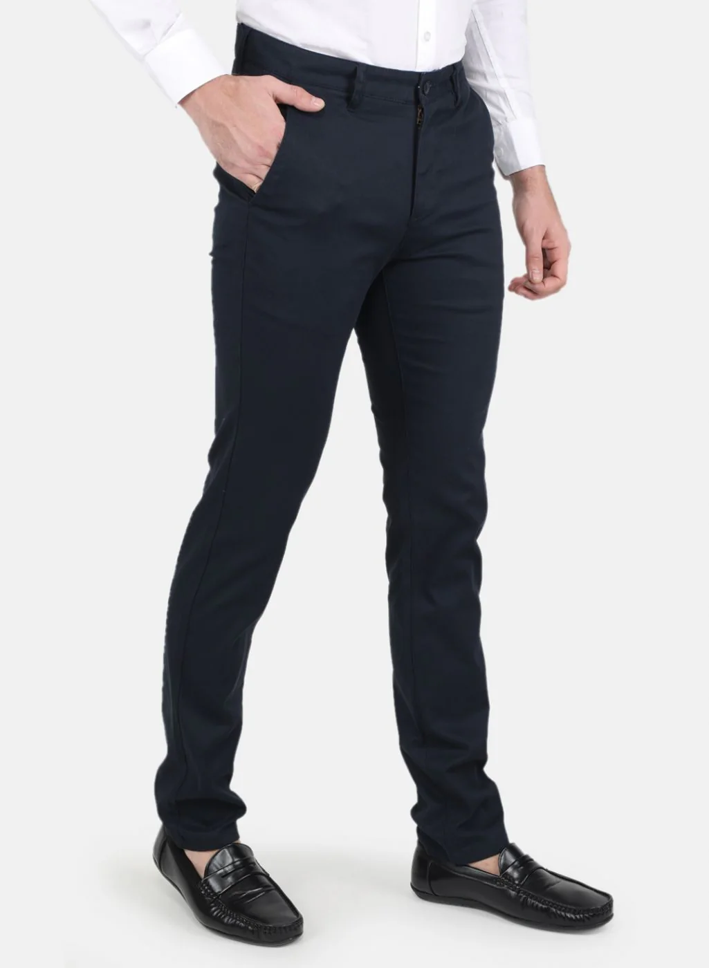 Men NAvy Blue Smart Fit Trouser - Image 6