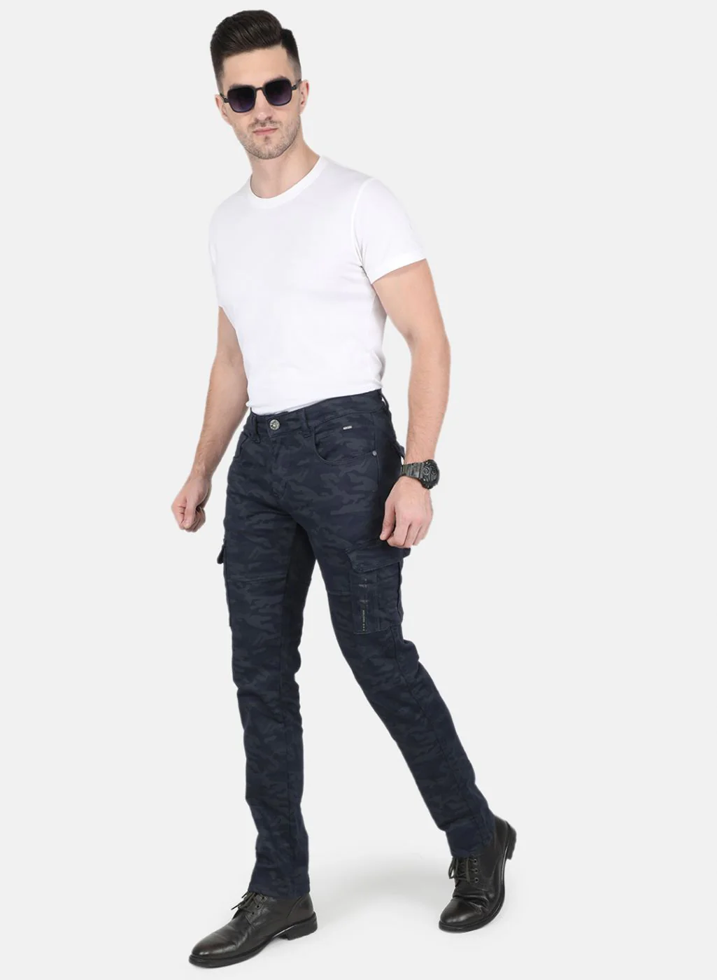 Men NAvy Blue Smart Fit Trouser - Image 4