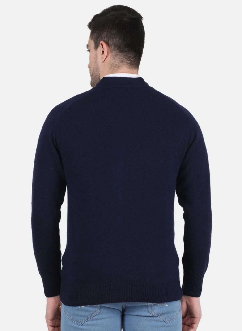 Men NAvy Blue Solid Cardigan - Image 3