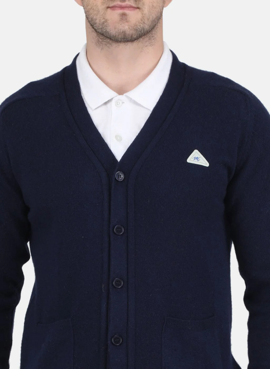 Men NAvy Blue Solid Cardigan - Image 5