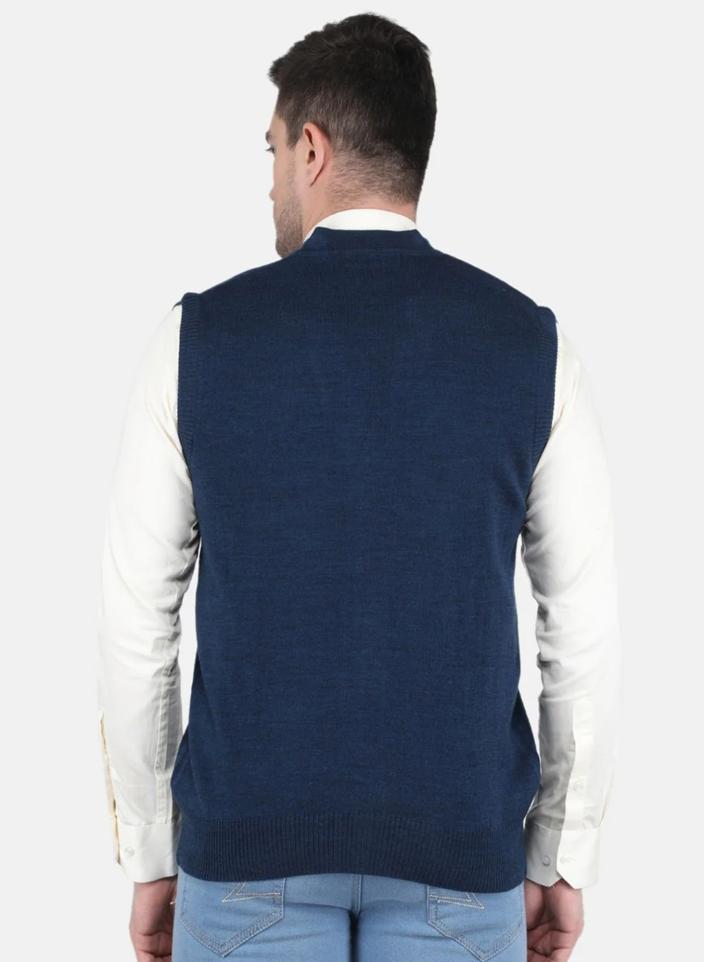 Men NAvy Blue Solid Cardigan - Image 3