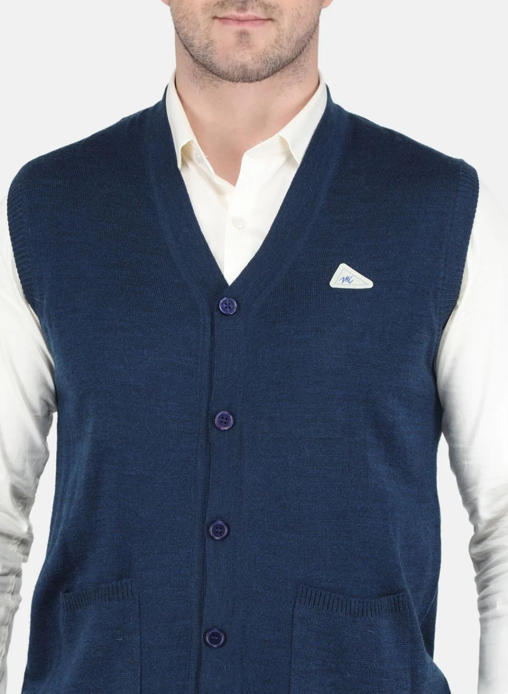 Men NAvy Blue Solid Cardigan - Image 5
