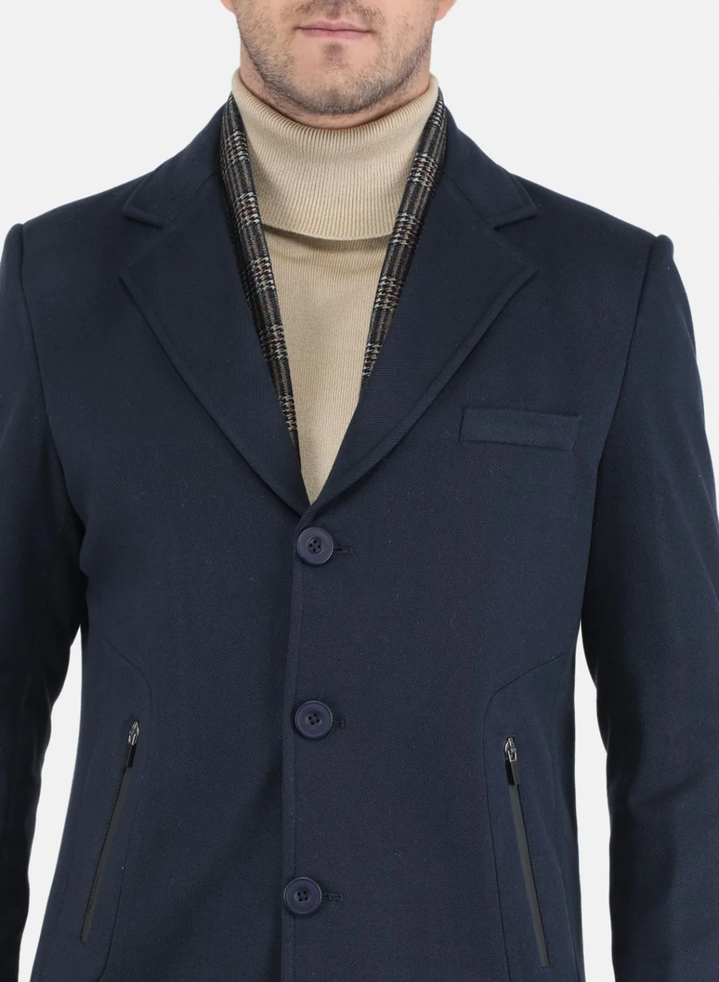 Men NAvy Blue Solid Coat - Image 5