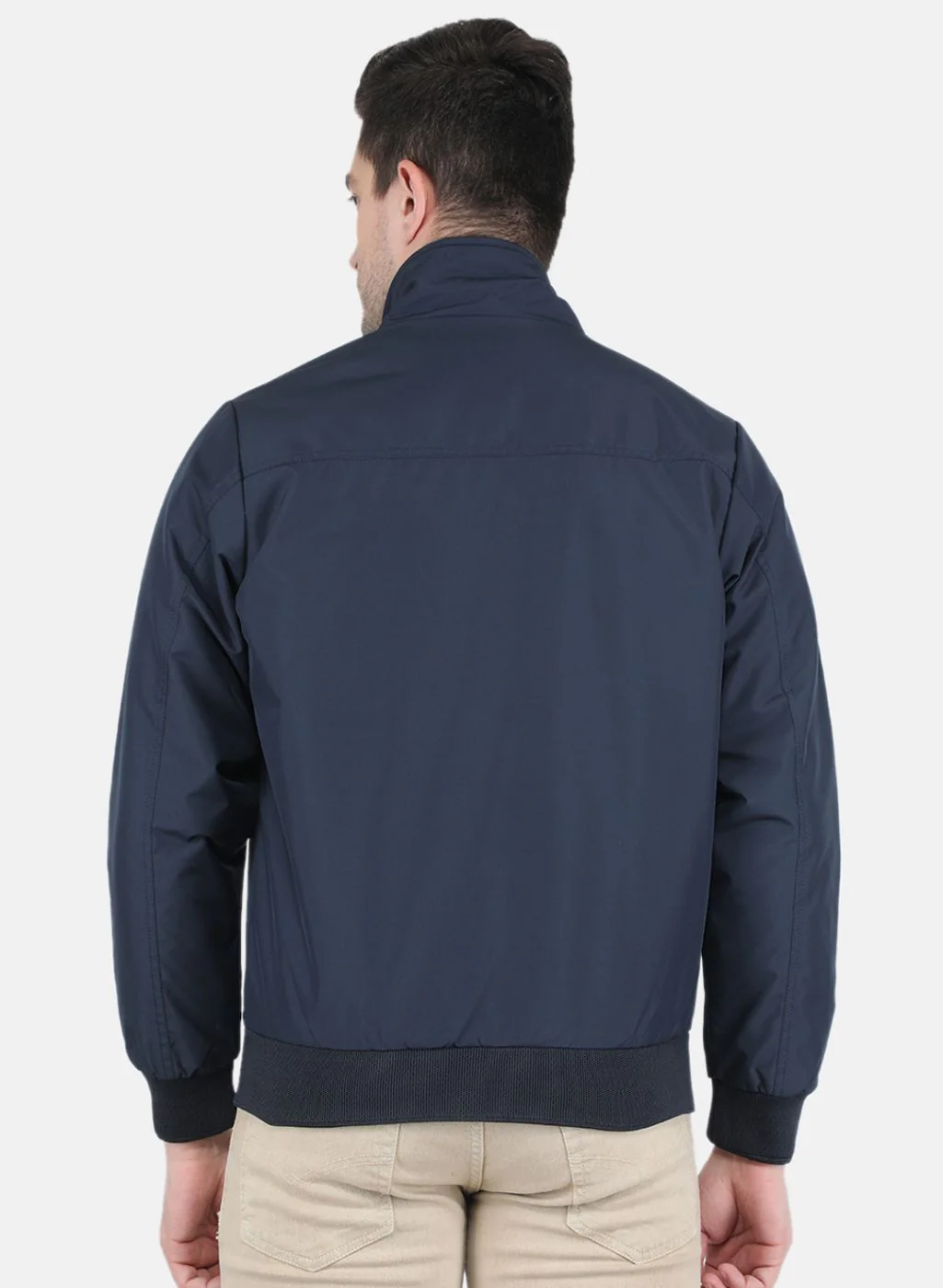 Men NAvy Blue Solid Jacket - Image 3