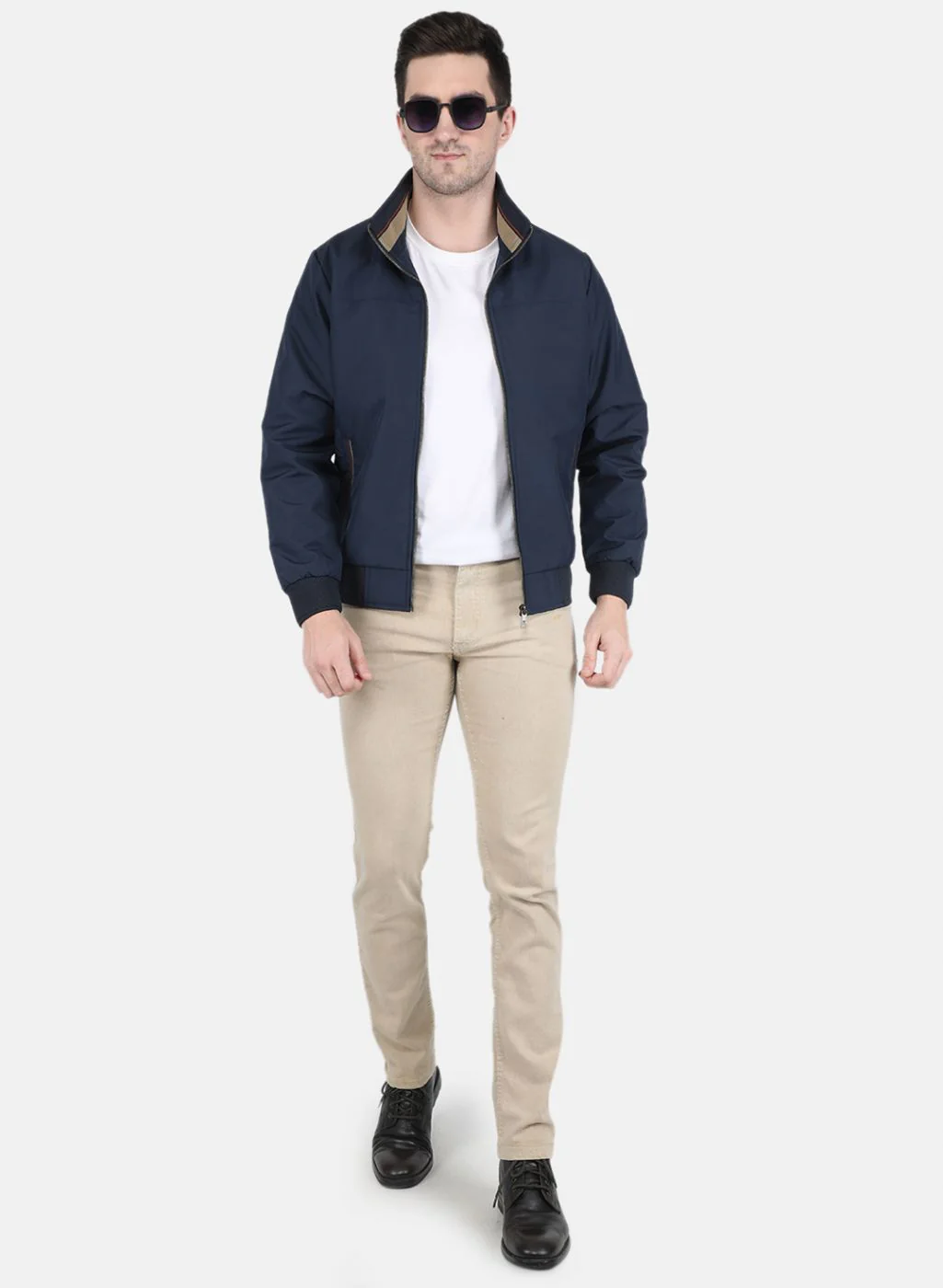 Men NAvy Blue Solid Jacket - Image 4