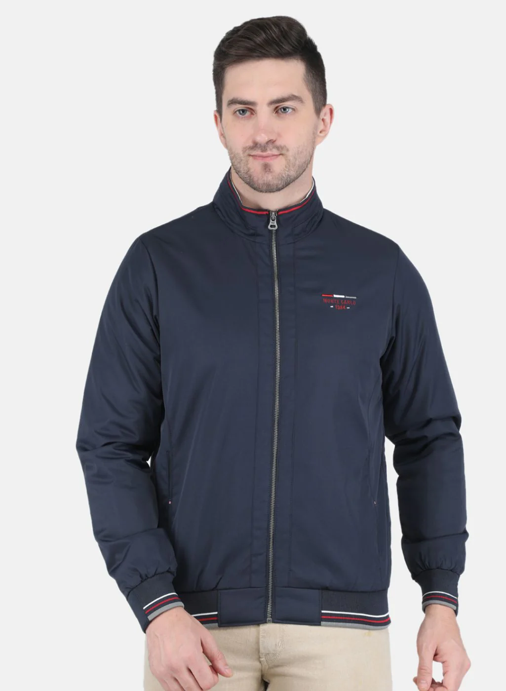 Men NAvy Blue Solid Jacket