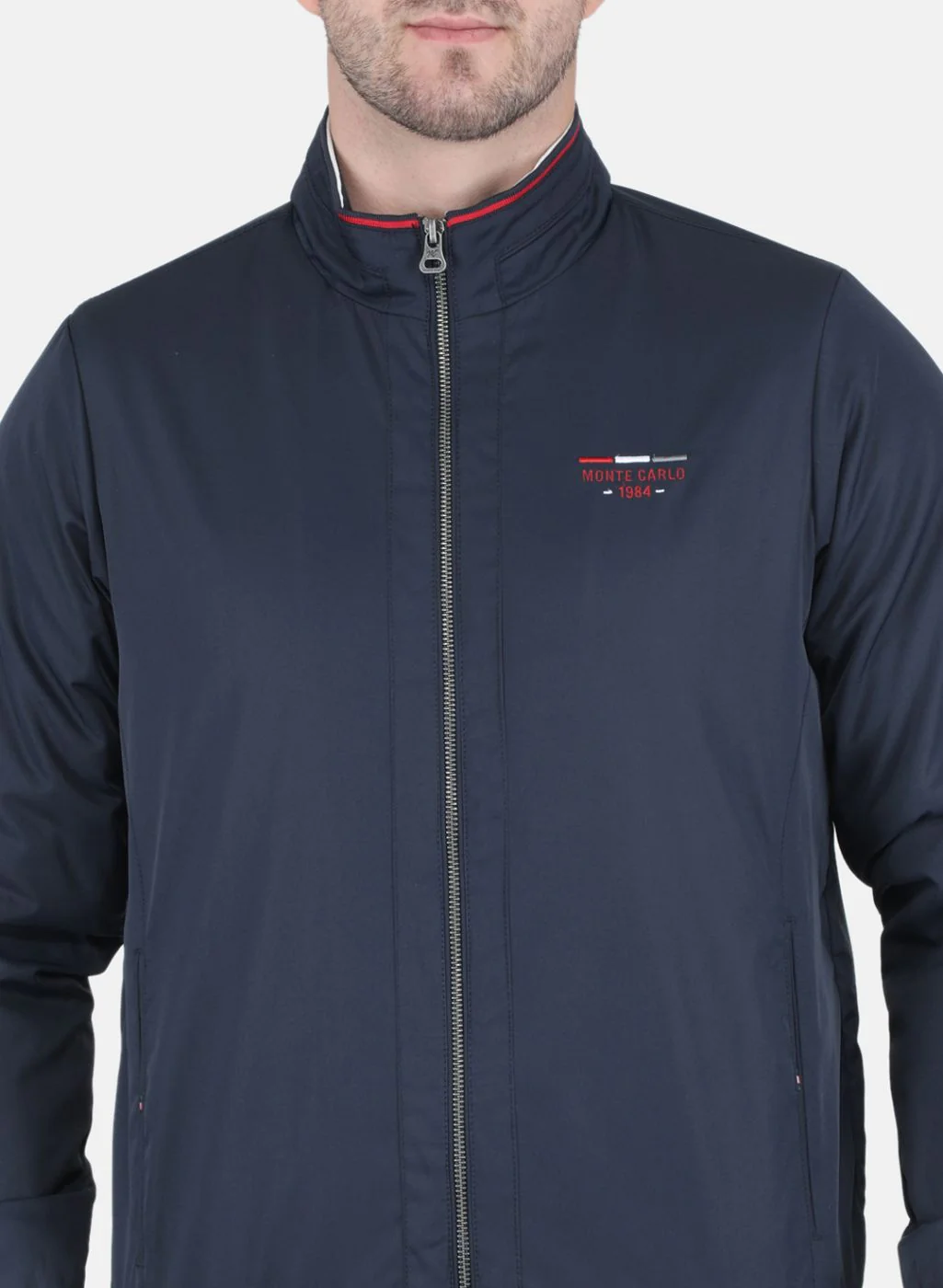 Men NAvy Blue Solid Jacket - Image 5