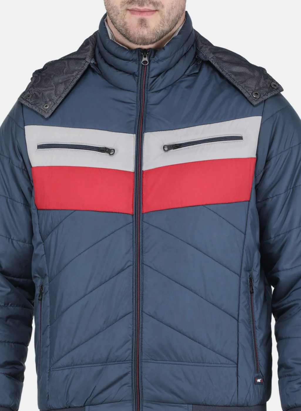 Men NAvy Blue Solid Jacket - Image 5