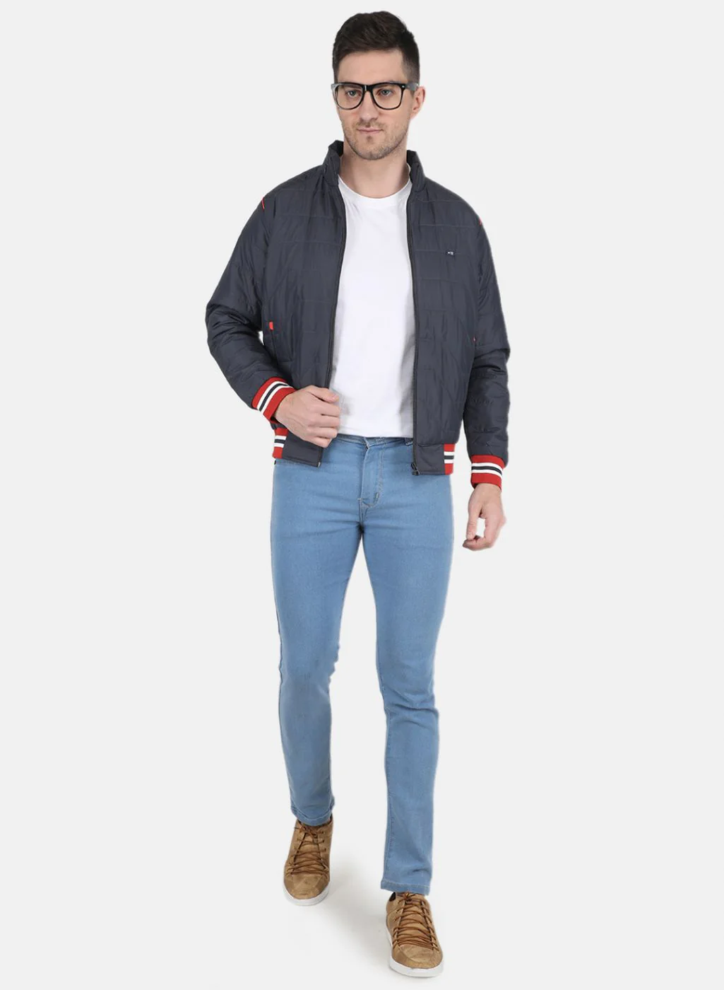 Men NAvy Blue Solid Jacket - Image 4