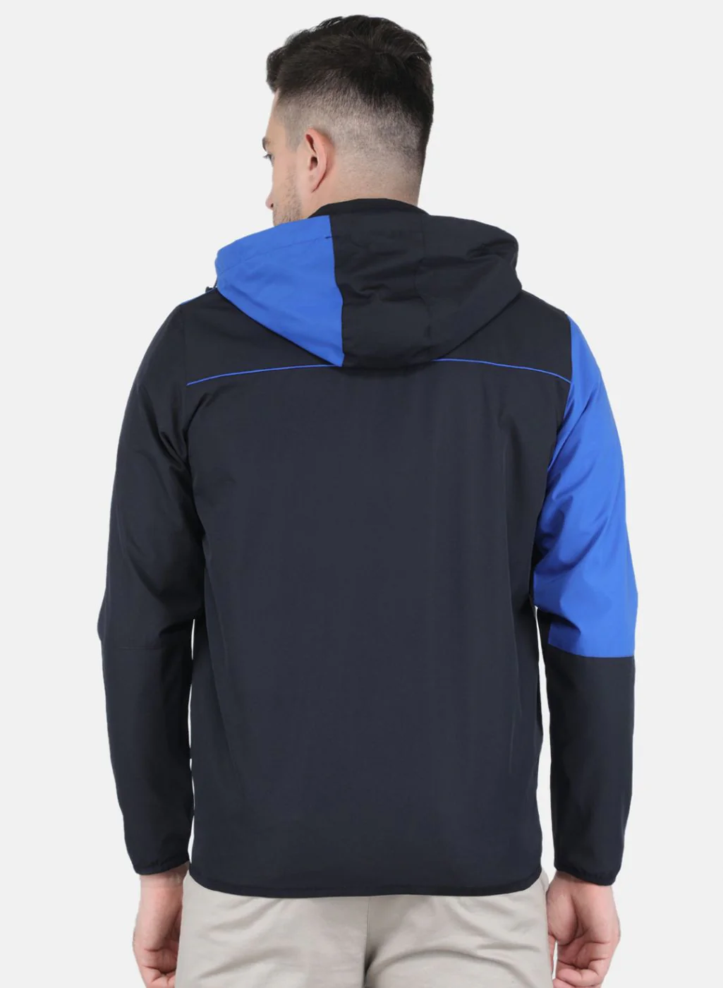 Men NAvy Blue Solid Jacket - Image 3