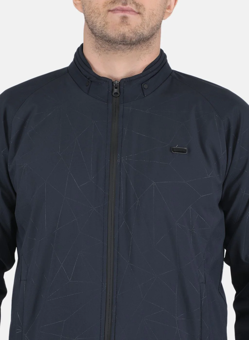 Men NAvy Blue Solid Jacket - Image 5