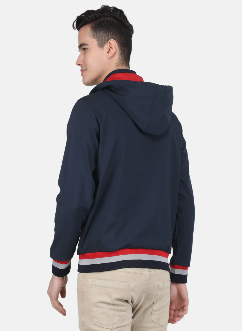 Men NAvy Blue Solid Jacket - Image 3