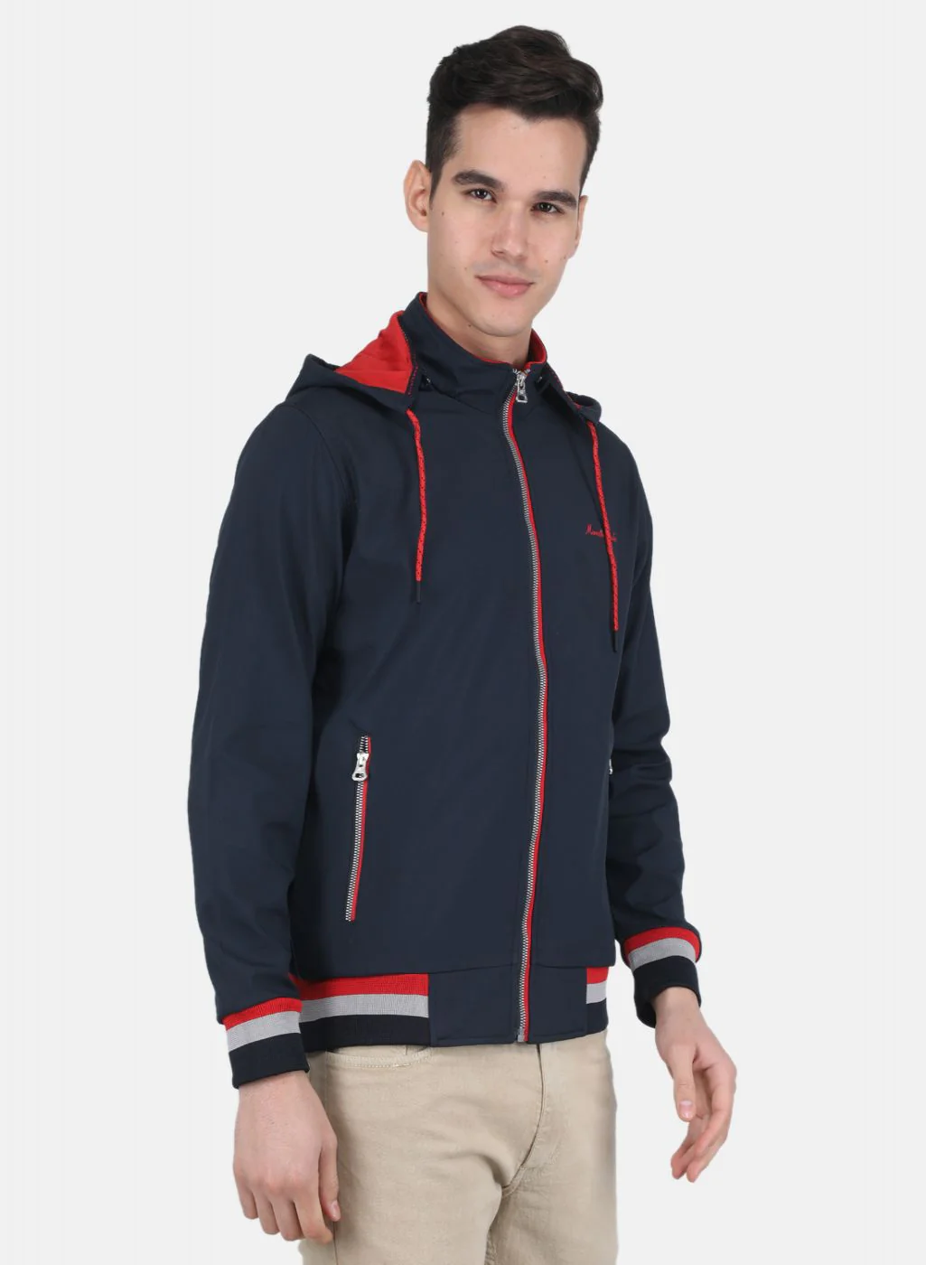 Men NAvy Blue Solid Jacket - Image 6