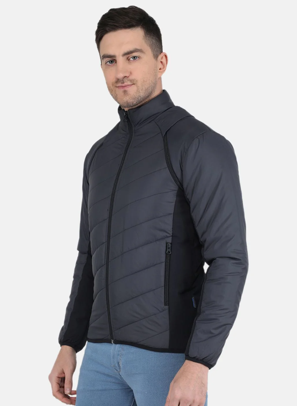 Men NAvy Blue Solid Jacket - Image 2