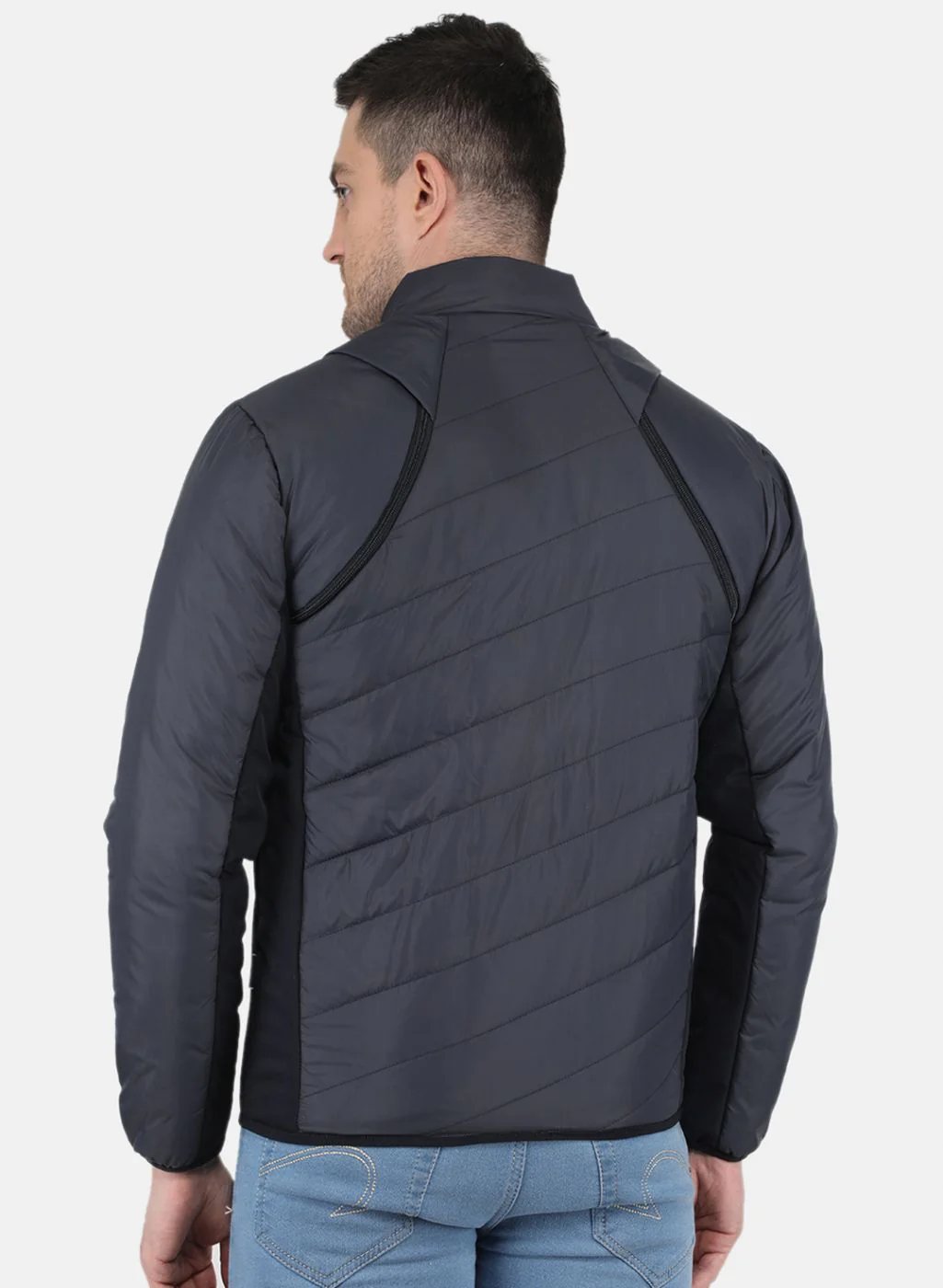 Men NAvy Blue Solid Jacket - Image 3