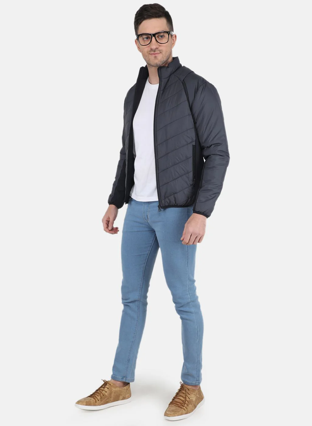 Men NAvy Blue Solid Jacket - Image 4