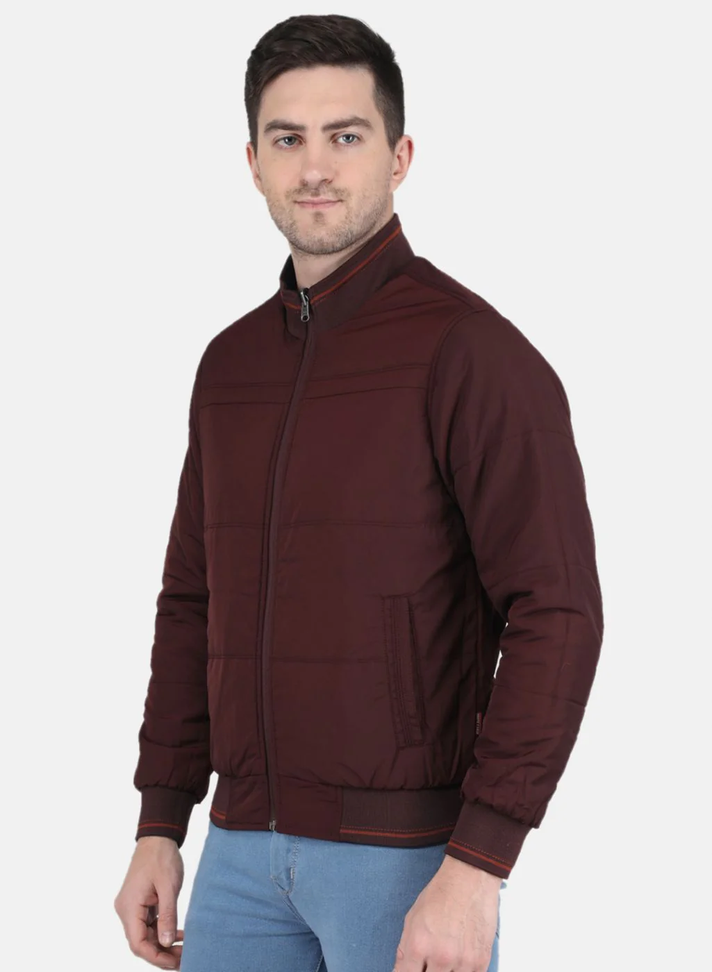 Men NAvy Blue Solid Jacket - Image 2