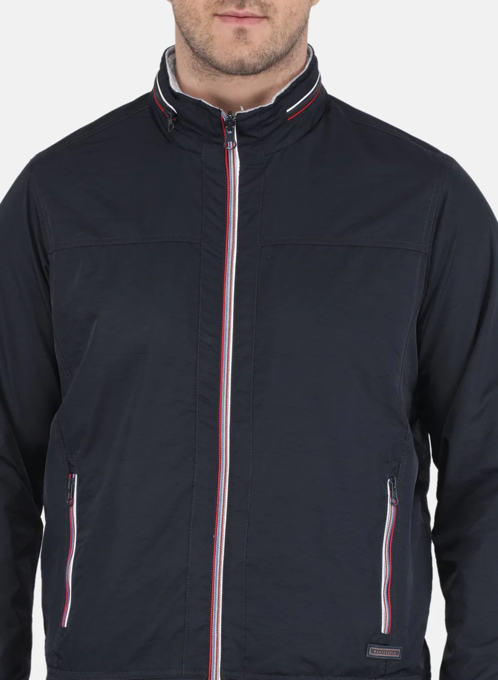Men NAvy Blue Solid Jacket - Image 5