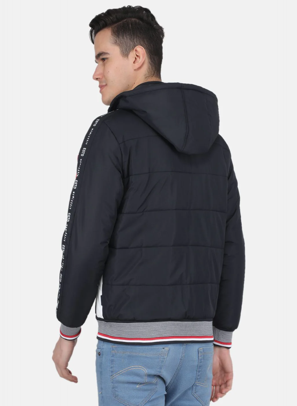 Men NAvy Blue Solid Jacket - Image 3