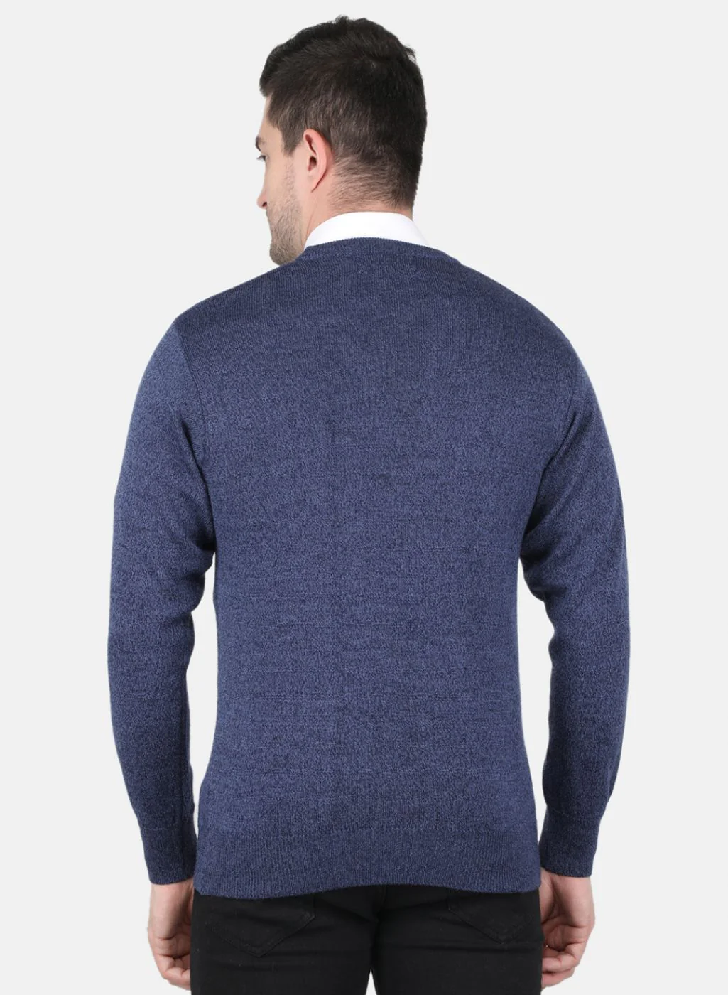 Men NAvy Blue Solid Pullover - Image 3