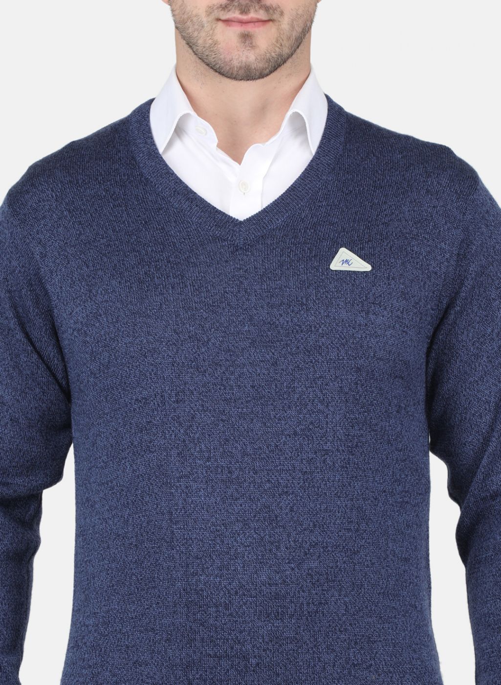 Men NAvy Blue Solid Pullover - Image 5