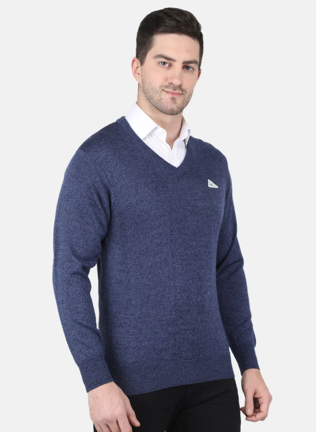 Men NAvy Blue Solid Pullover - Image 6