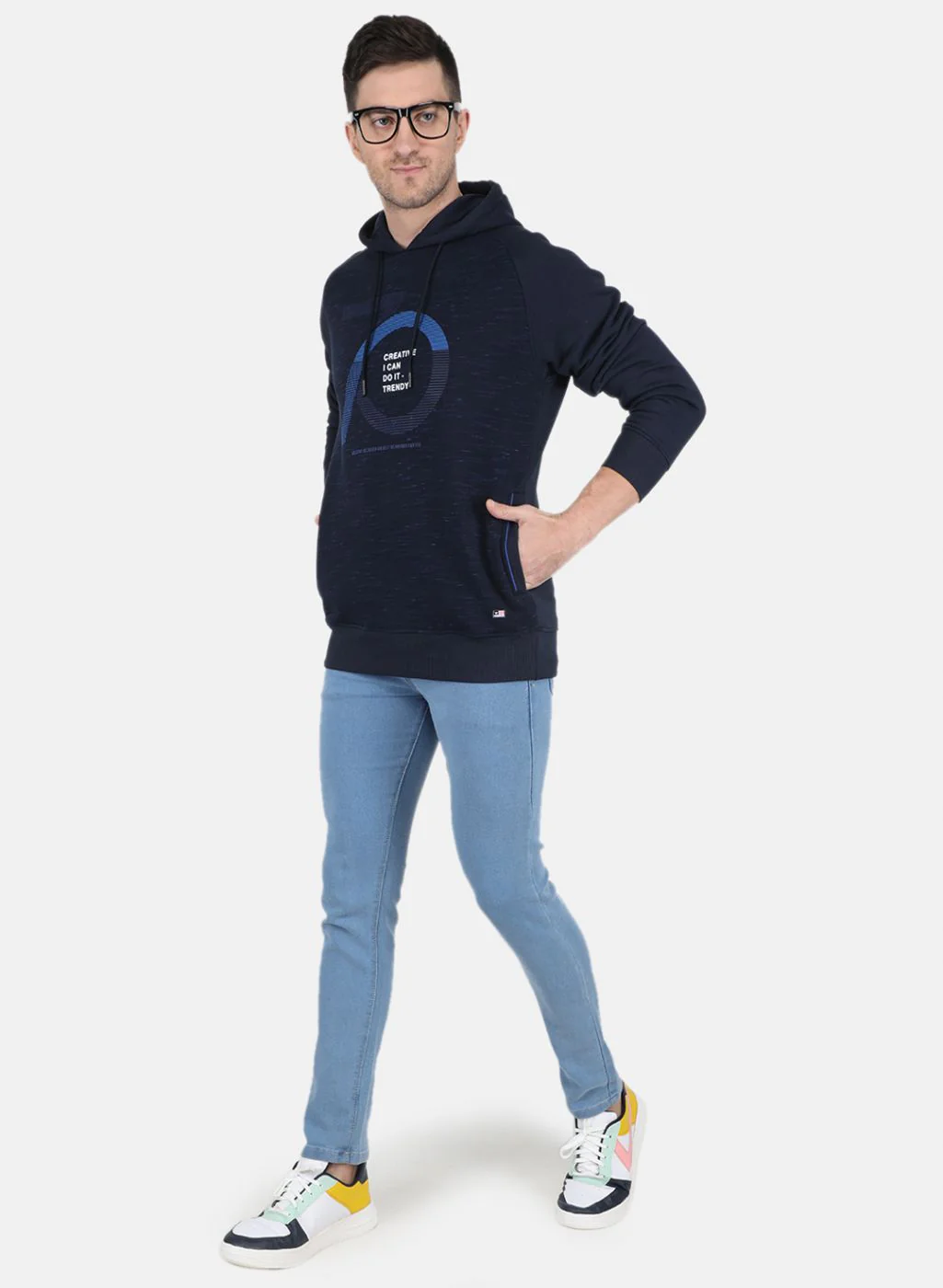 Men NAvy Blue Solid Sweatshirt - Image 4