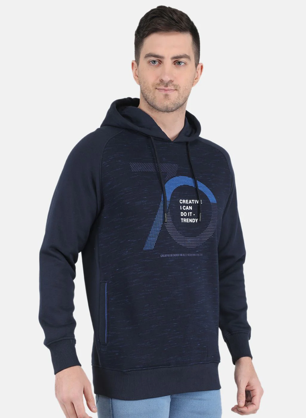 Men NAvy Blue Solid Sweatshirt - Image 6