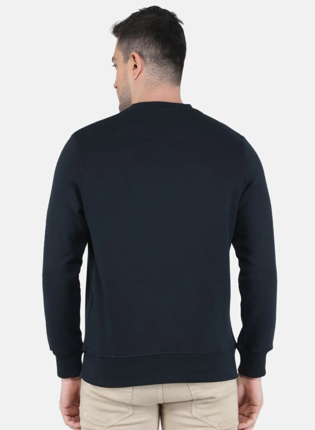 Men NAvy Blue Solid Sweatshirt - Image 3