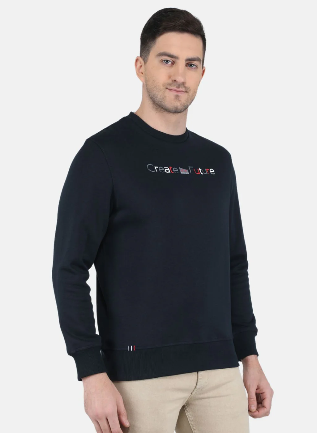 Men NAvy Blue Solid Sweatshirt - Image 6