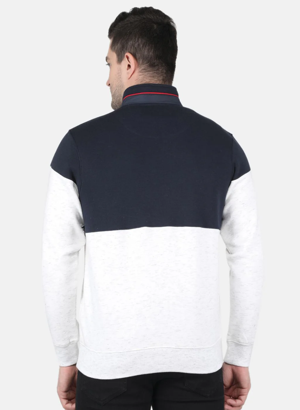 Men NAvy Blue Solid Sweatshirt - Image 3
