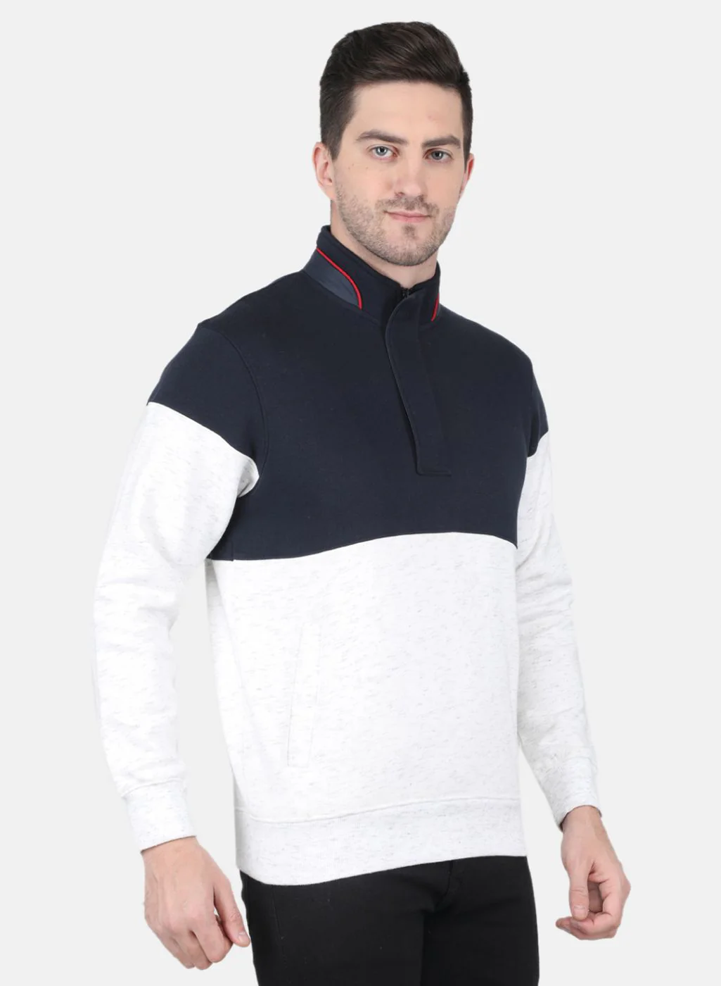 Men NAvy Blue Solid Sweatshirt - Image 6