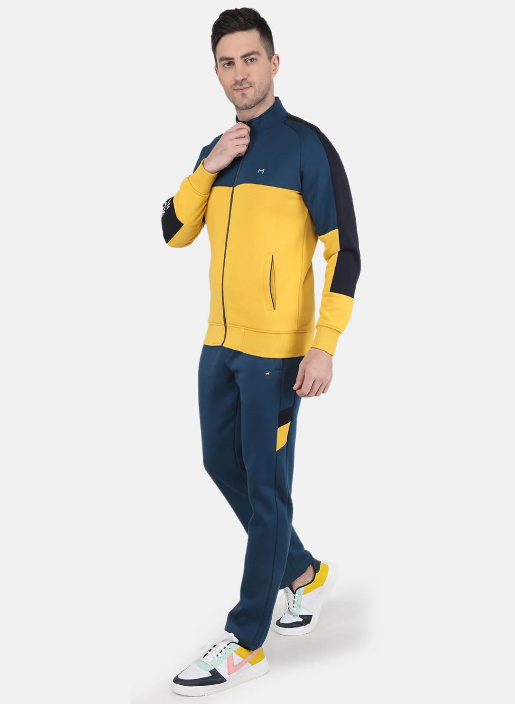 Men NAvy Blue Solid Tracksuit - Image 2