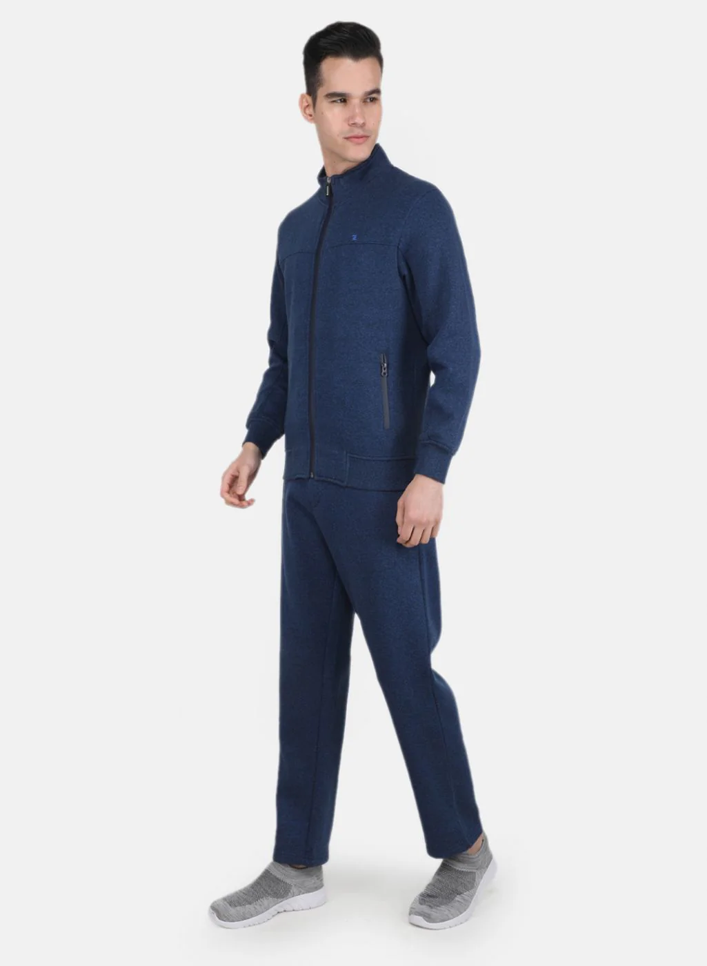Men NAvy Blue Solid Tracksuit - Image 2