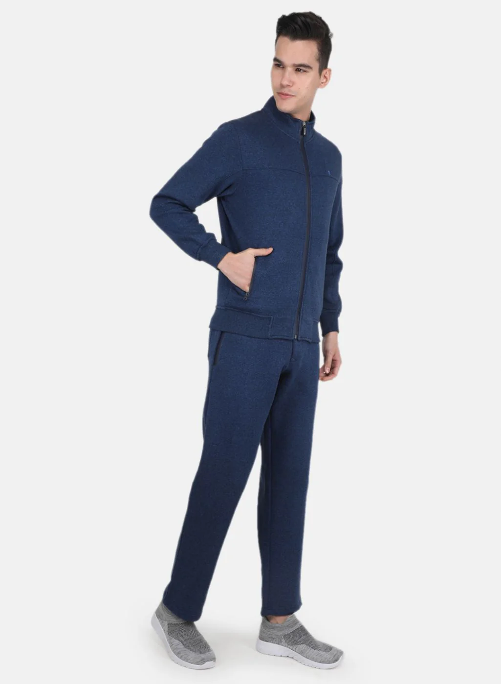 Men NAvy Blue Solid Tracksuit - Image 7
