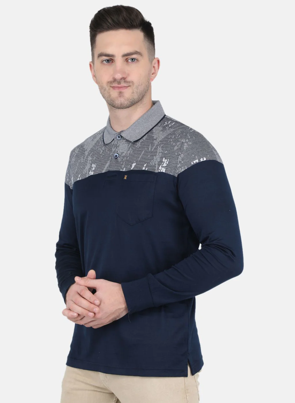 Men NAvy Blue Stripe T-Shirt - Image 2