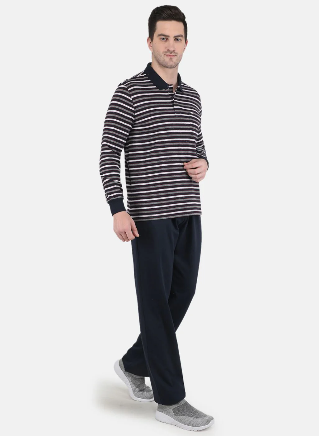 Men NAvy Blue Stripe Tracksuit - Image 4