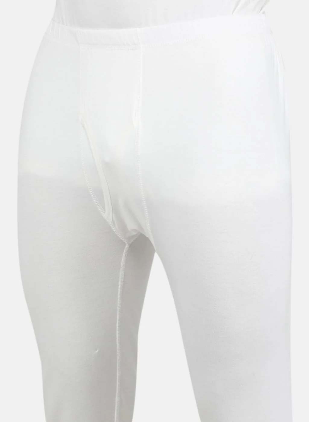 Men Off White Solid Thermal Lower - Image 5