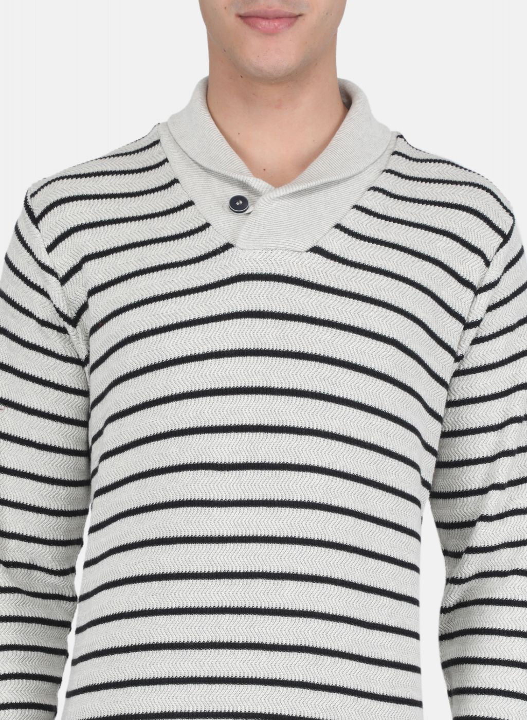 Men Off White Stripe Pullover - Image 5