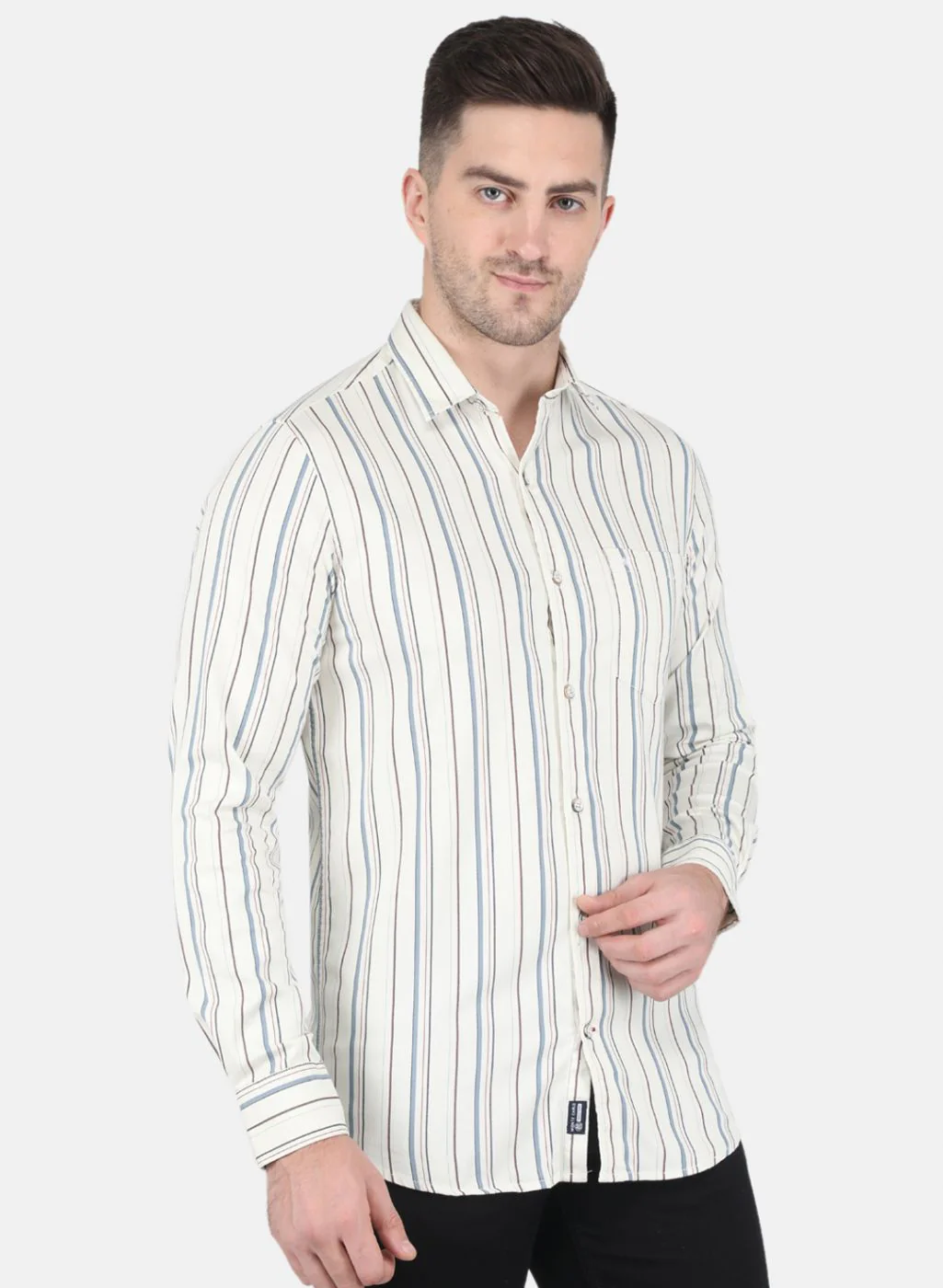Men Off White Stripe Shirt - Image 6
