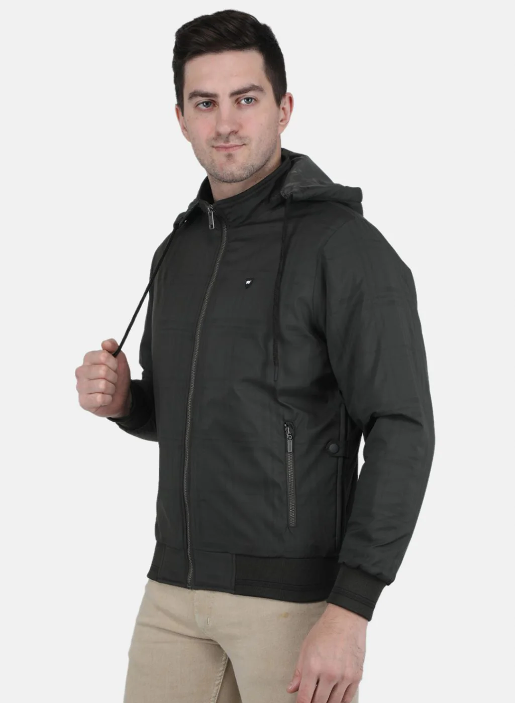 Men Olive Check Jacket - Image 3