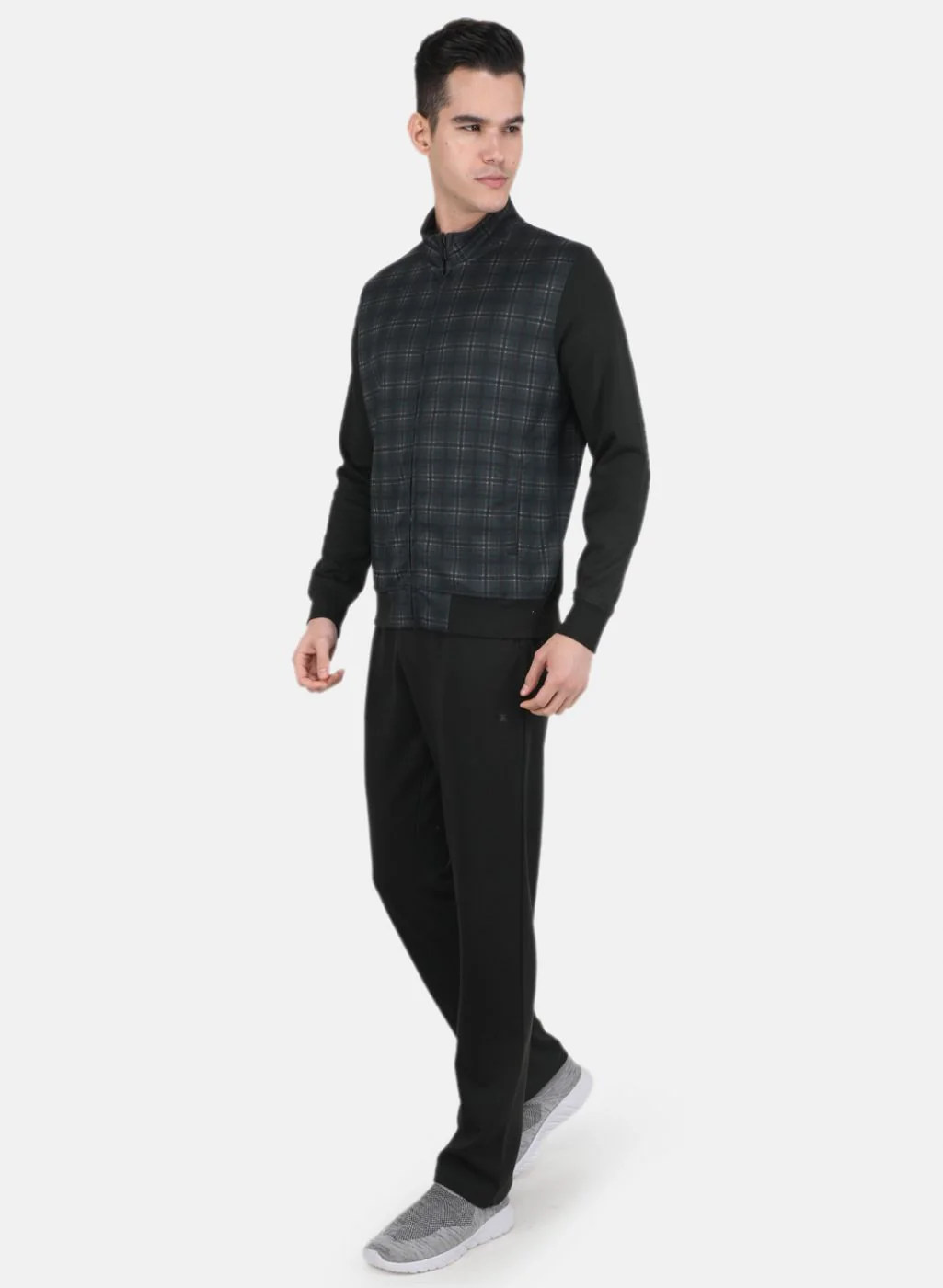 Men Olive Check Tracksuit - Image 2