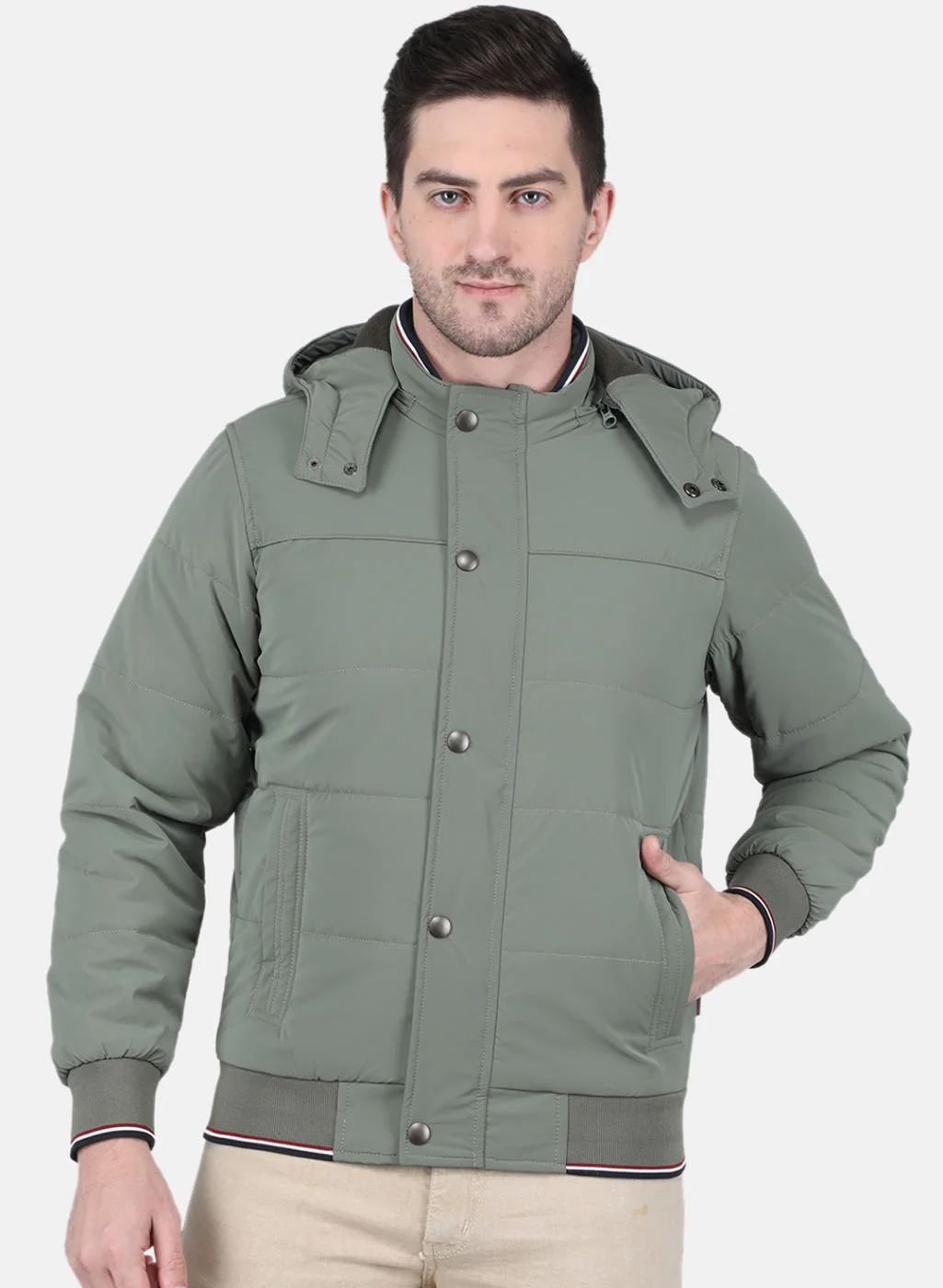 Men Olive Printed Jacket