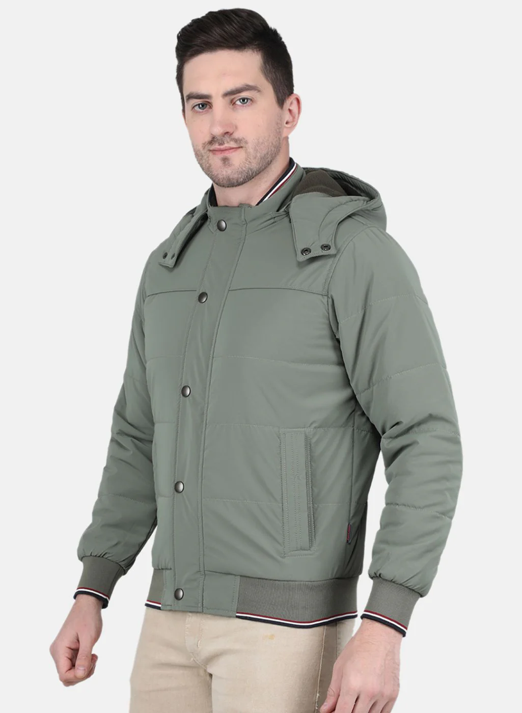 Men Olive Printed Jacket - Image 2