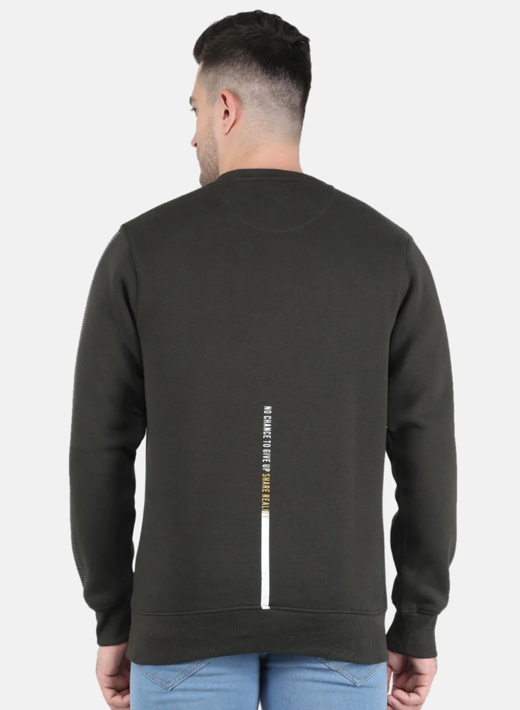 Men Olive Printed Sweatshirt - Image 3